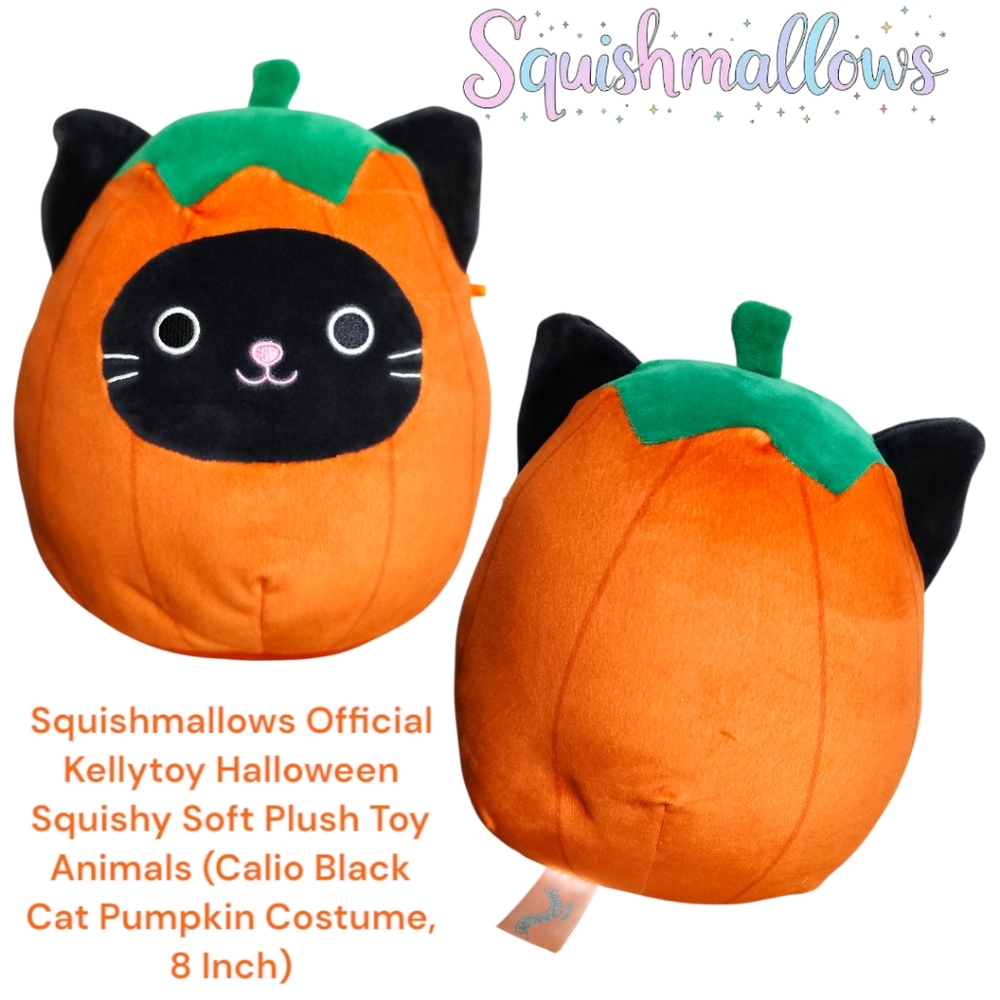 Squishmallows Official Kellytoy Halloween Calio the Pumpkin Cat Squishmallow